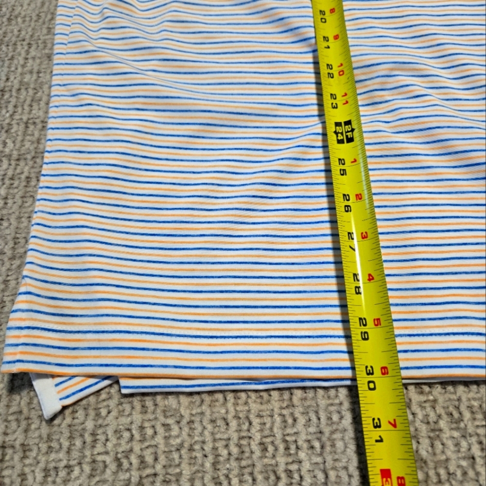 Johnnie-O Performance Men's Striped Polo Shirt - Blue, White, Orange Size XL - Picture 5 of 7
